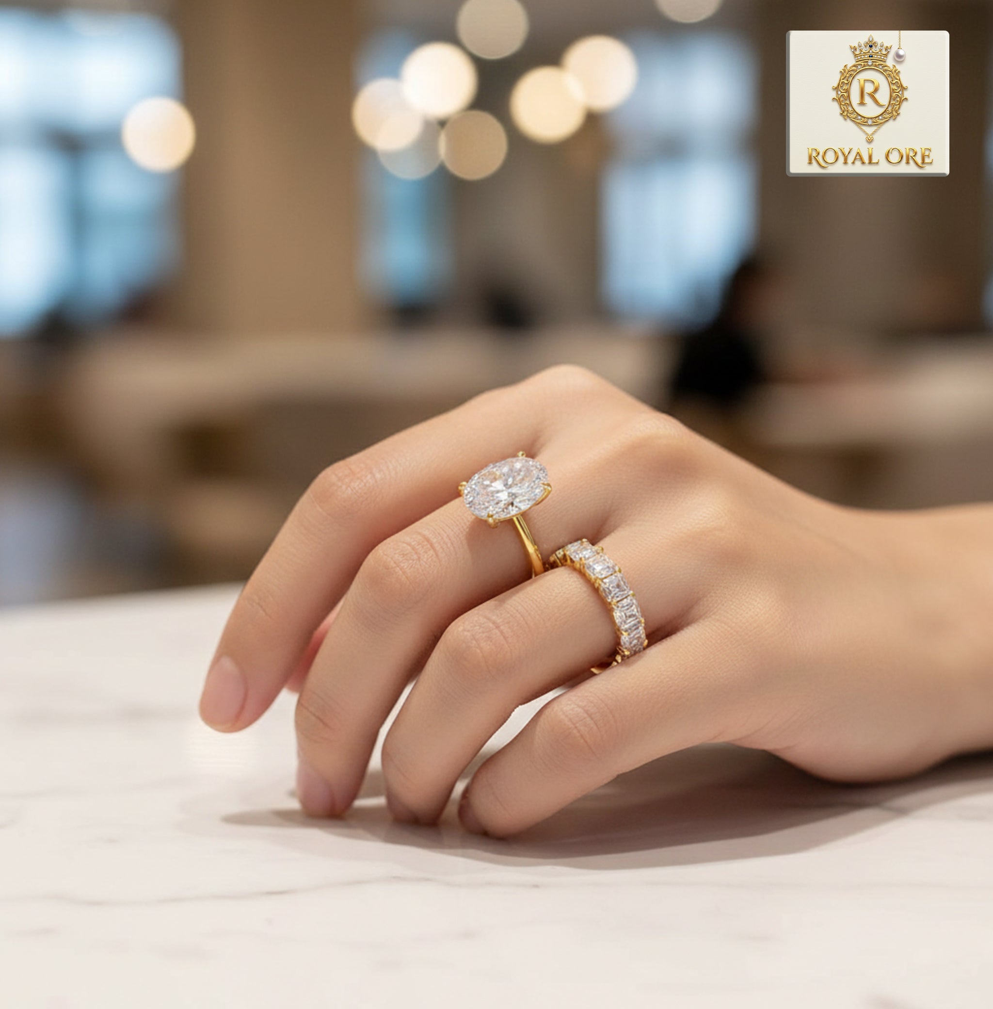 4.5 Carat Moissanite 925 Sterling Silver 2 Piece Ring